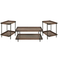 Alaterre Furniture Kyra 3-Piece Oak and Metal Living Room Set with Two 27" Side Tables and 42"L Coffee Table ANKY01111RBG
